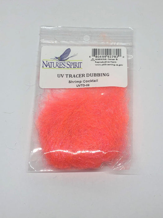 Shrimp Cocktail UV Tracer Dubbing – pale pink-orange mix with UV flash, perfect for saltwater shrimp imitations.