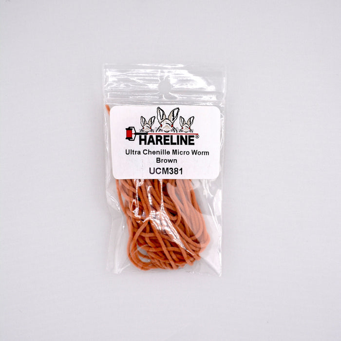 Ultra Chenille Micro in worm brown – natural earthy tone ideal for realistic aquatic worm and leech imitations.