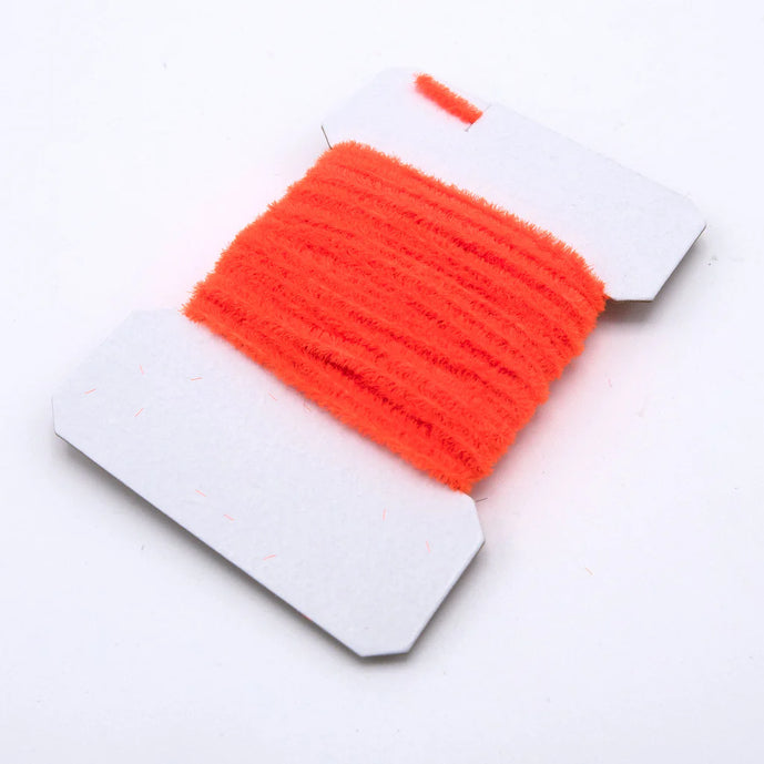 Ultra Chenille in fluorescent fire orange – bright, high-visibility chenille ideal for egg-laying patterns and attractor flies.