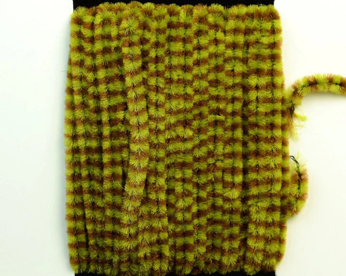 Variegated Medium Chenille in black and coffee – dark and warm brown tones alternating for natural bug body effect.