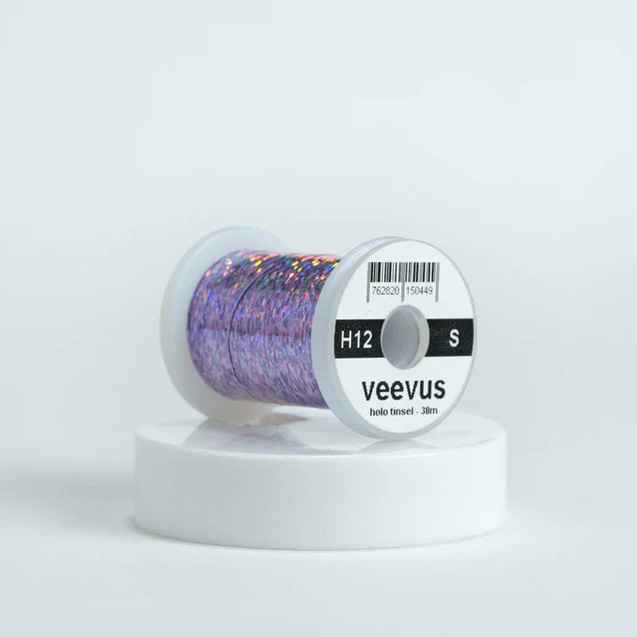 Veevus Holographic Tinsel in Light Purple – bold, reflective fly tying tinsel perfect for creating vibrant bodies, ribbing, and accents on trout, steelhead, and saltwater flies. Available in medium and large sizes.