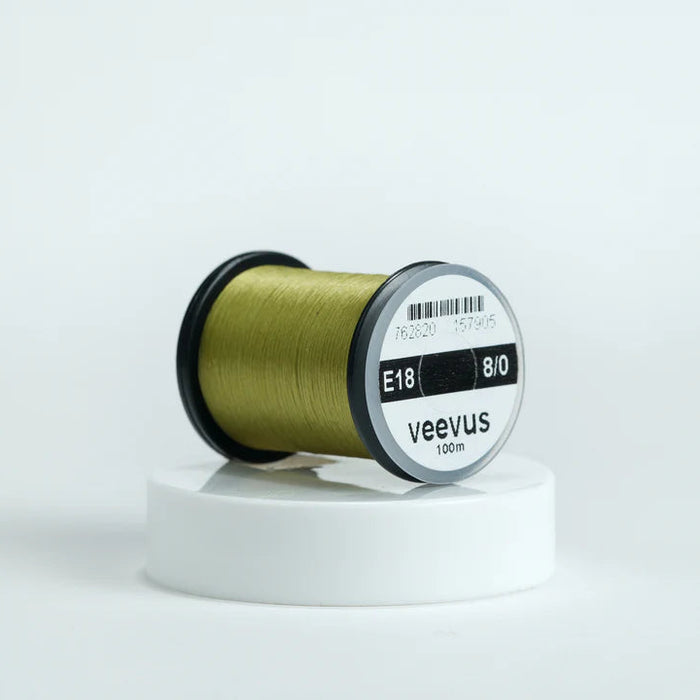 Veevus Thread in Light Olive – ultra-strong, lightweight fly tying thread available in 6/0, 8/0, and 10/0 sizes, perfect for precise, clean wraps on any pattern.