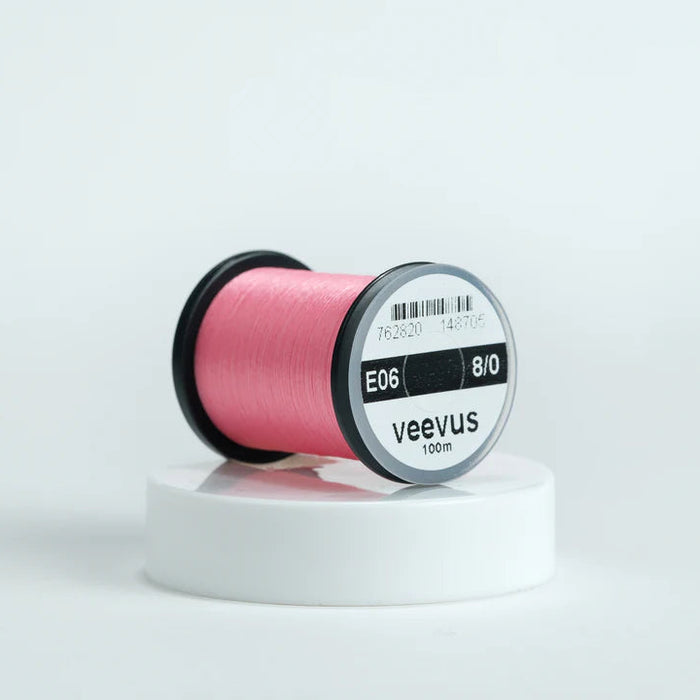 Veevus Thread in Pink – ultra-strong, lightweight fly tying thread available in 6/0, 8/0, and 10/0 sizes, perfect for precise, clean wraps on any pattern.