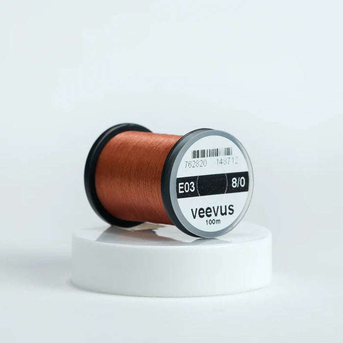 Veevus Thread in Rusty Brown – ultra-strong, lightweight fly tying thread available in 6/0, 8/0, and 10/0 sizes, perfect for precise, clean wraps on any pattern.