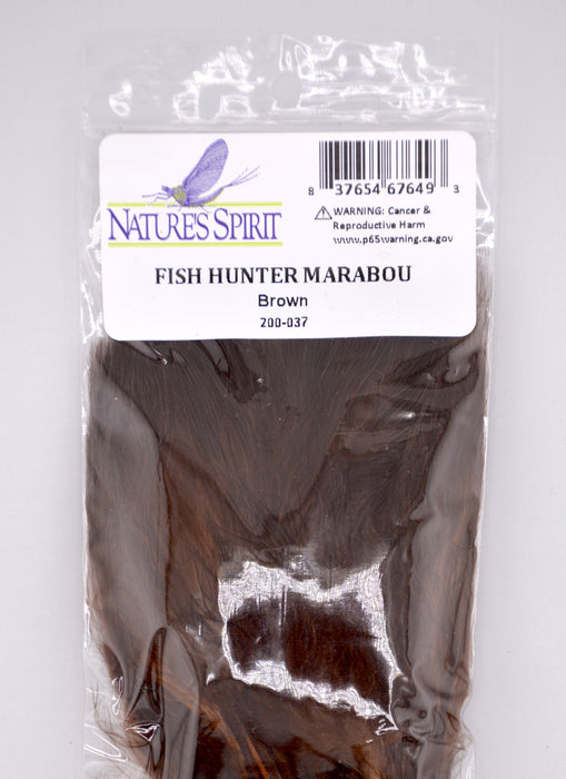 Fish Hunter Blood Quill Marabou in brown—natural earth-toned marabou perfect for sculpin patterns, stonefly nymphs, and subtle streamer designs.