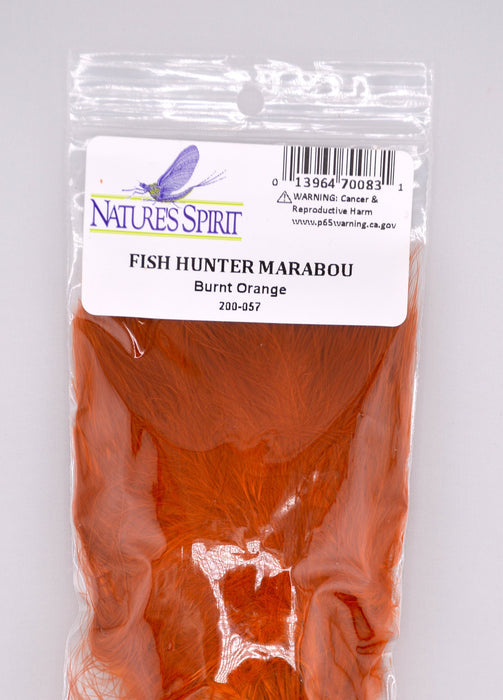 Fish Hunter Blood Quill Marabou in burnt orange—richly dyed marabou feathers perfect for warm-toned streamers, steelhead patterns, and leech imitations.