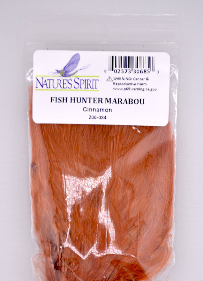 Fish Hunter Blood Quill Marabou in cinnamon—a warm, natural-looking feather ideal for buggy nymphs, soft hackles, and earthy streamer patterns.