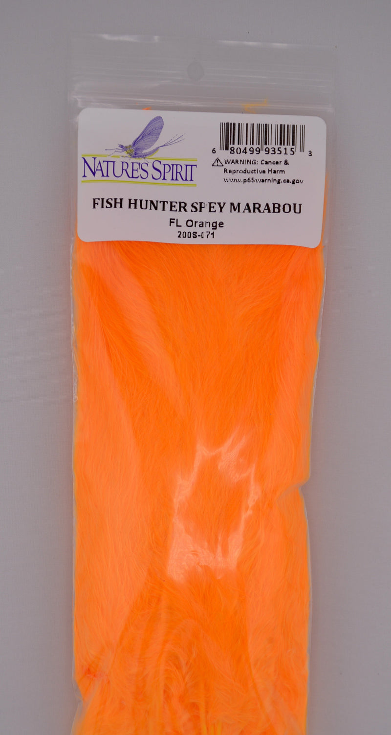 Fluorescent orange Fish Hunter Blood Quill Spey Marabou feathers by Nature’s Spirit, premium-quality fibers perfect for high-visibility steelhead and salmon flies, streamers, and articulated patterns.