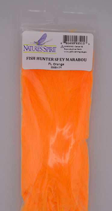 Fluorescent orange Fish Hunter Blood Quill Spey Marabou feathers by Nature’s Spirit, premium-quality fibers perfect for high-visibility steelhead and salmon flies, streamers, and articulated patterns.