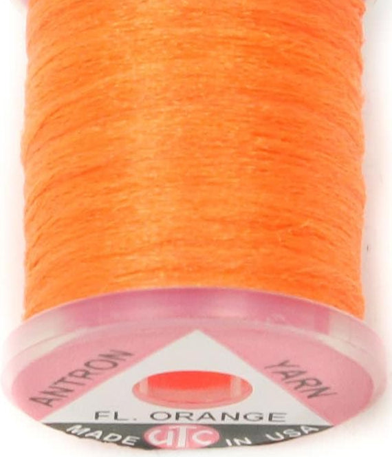 Spool of UTC Antron Yarn in synthetic trilobal fiber, ideal for wing posts, shucks, and dry fly bodies.