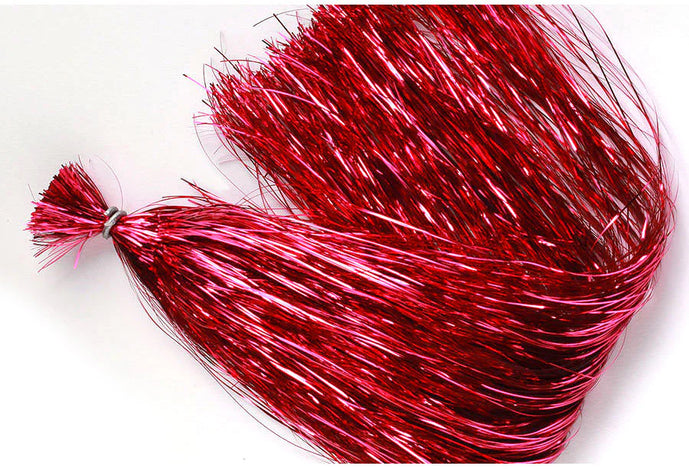 Strands of fuchsia flashabou fly tying material, great for steelhead flies, intruders, and vibrant streamer patterns.