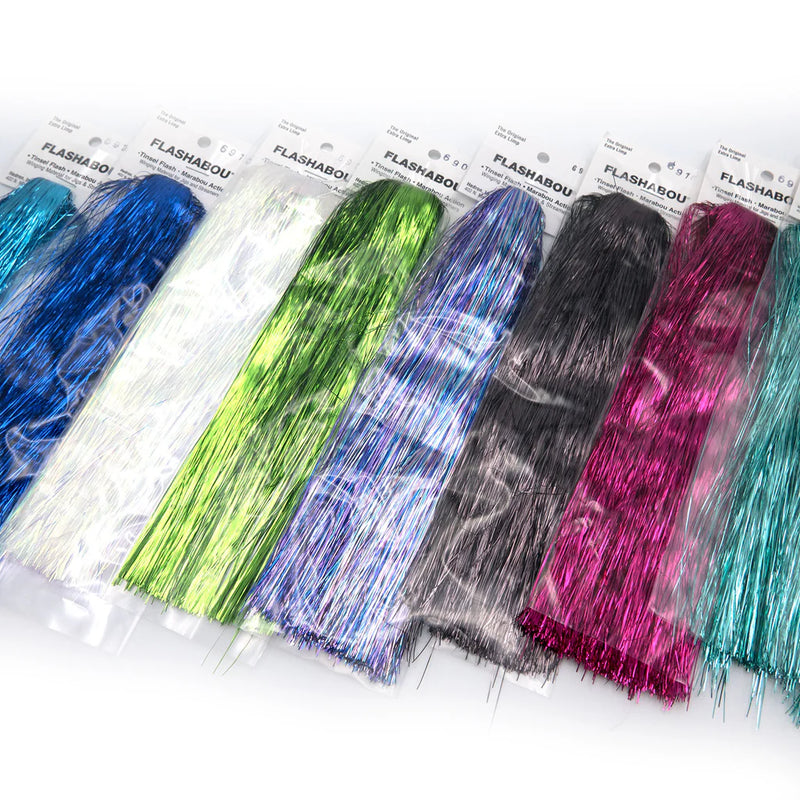 Flashabou by Nature's Spirit – synthetic fly tying flash material in vibrant, reflective colors ideal for adding lifelike movement and attraction to flies.