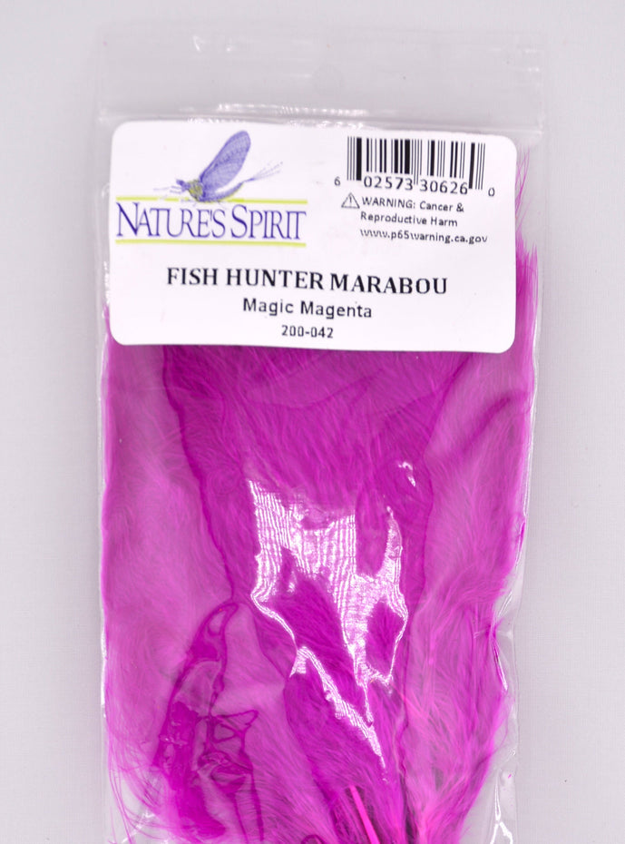 Fish Hunter Blood Quill Marabou in magic magenta—vibrant, eye-catching marabou ideal for steelhead flies, attractor patterns, and bold streamers.