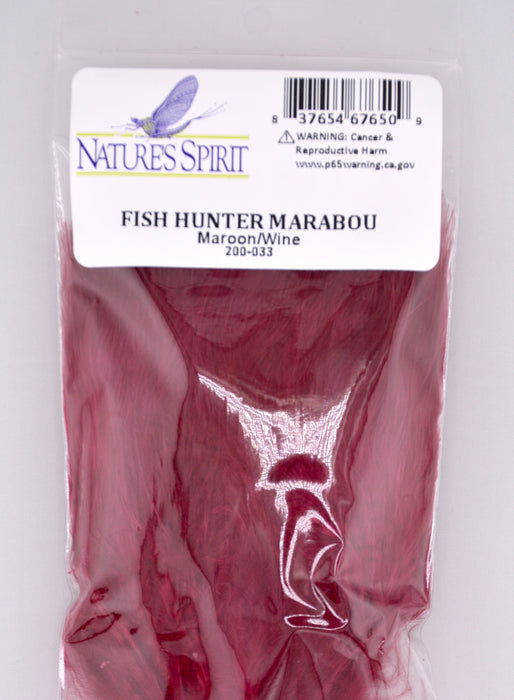 Fish Hunter Blood Quill Marabou in maroon/wine—a deep, rich feather color ideal for classic wet flies, leeches, and steelhead patterns.