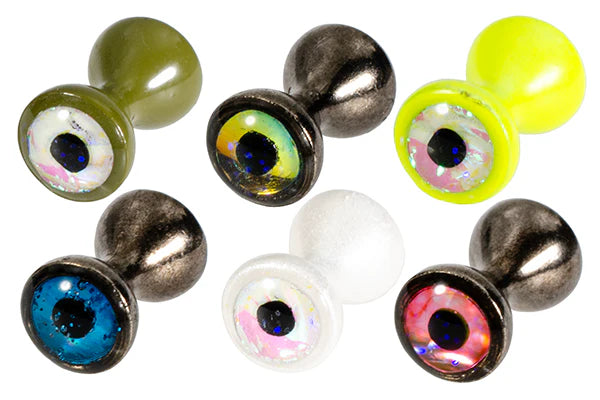 Montana Fly Company tungsten dumbbell eyes for fly tying, ultra-dense weighted eyes ideal for streamers and nymphs, providing fast sink rates, balanced profiles, and improved hook orientation.