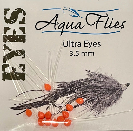 Aqua Flies Ultra Eyes – 3.5mm fluorescent orange molded eyes designed for lightweight streamer and swing-style patterns.