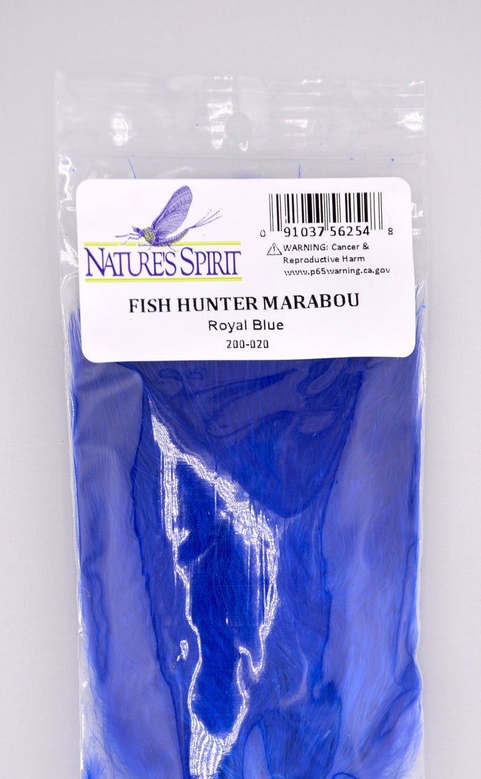 Fish Hunter Blood Quill Marabou in royal blue—bold, vibrant marabou ideal for steelhead, salmon, and flashy streamer patterns.