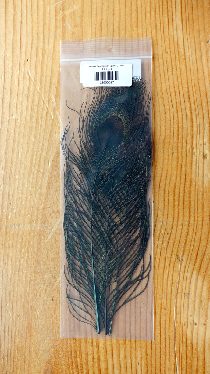 Peacock eye sticks in black and natural from Spent Fly Fishing, iridescent herl fibers for fly tying bodies and nymph patterns