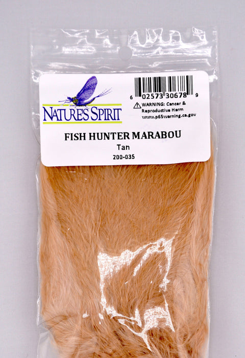 Fish Hunter Blood Quill Marabou in tan—a versatile, neutral-toned feather perfect for sculpin imitations, baitfish profiles, and subtle streamer patterns.
