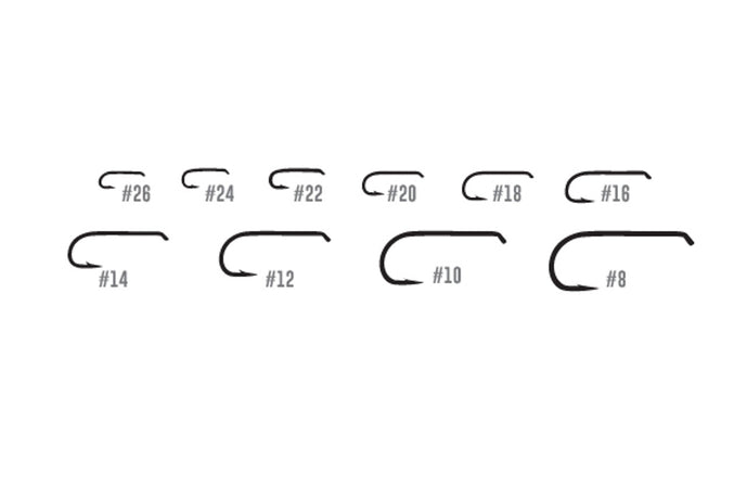 Tiemco TMC100 dry fly hooks – 25-pack of standard wire, down-eye hooks perfect for tying traditional dry flies, mayflies, and delicate surface patterns.