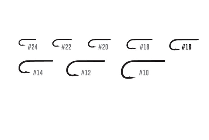 Tiemco TMC101 dry fly hooks – 25-pack of standard wire, straight-eye hooks designed for tying classic dry flies, emergers, and small terrestrials with clean presentation.