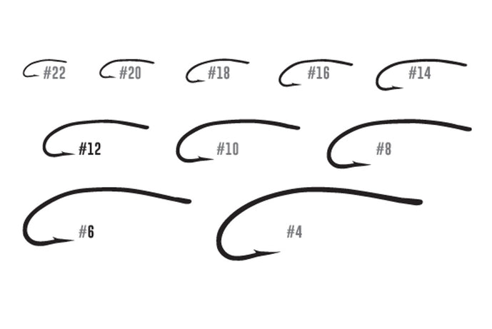 Tiemco TMC2487 fly tying hooks – 25-pack of curved, short-shank nymph hooks ideal for tying shrimp, scuds, caddis pupae, and emerger patterns.