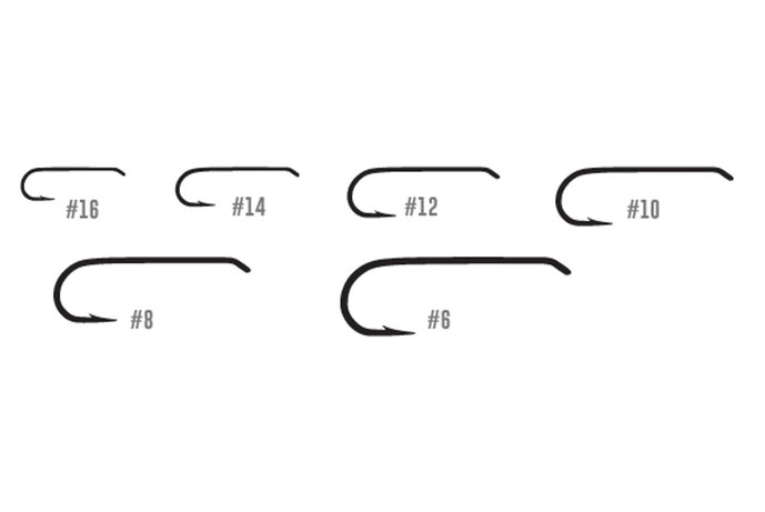 Tiemco TMC5212 dry fly hooks – 25-pack of 2X long hooks designed for tying larger dry flies and terrestrials like hoppers, beetles, and stoneflies.