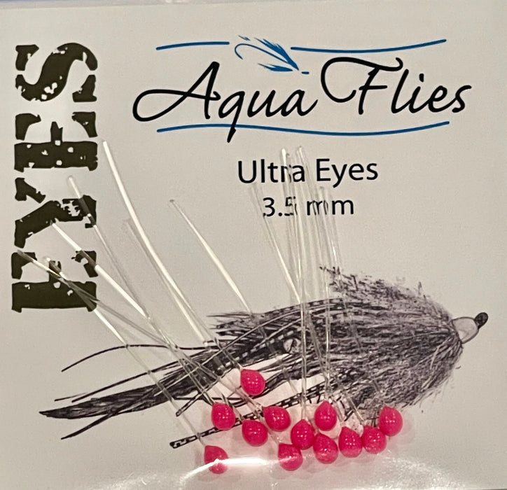 Aqua Flies Ultra Eyes – 3.5mm lightweight plastic eyes in fluorescent pink for steelhead, salmon, and intruder-style flies.