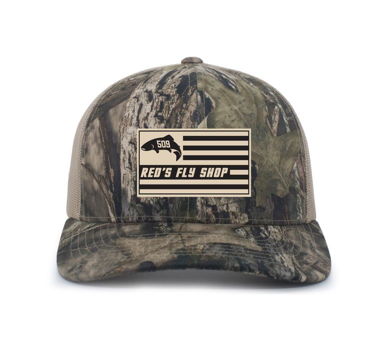 Red's Fly Shop // Flag Logo Camo Hats