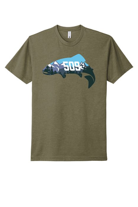 509 Trout Landscape T-Shirt // Light Olive