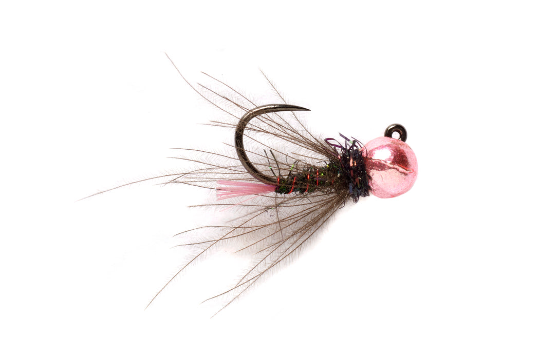 Trout Jig, Tungsten Bead Head Trout Jig, Trout Jig Nymph, Gray and Red 