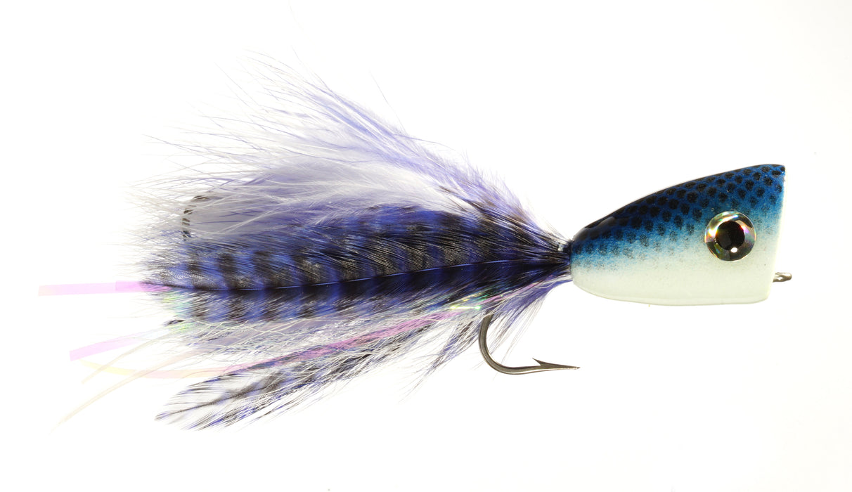 crooked as a barrel of fish hooks Off-Shore Tandem Hook Popper by Rainy's // Bluewater Popper Fly