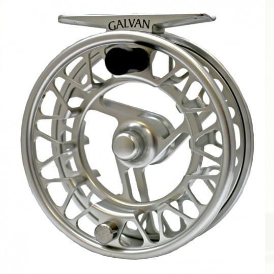 Galvan Brookie ultralight fly reel in clear/silver finish, machined in the USA