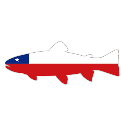 chilean flag trout sticker patagonia fly fishing 
