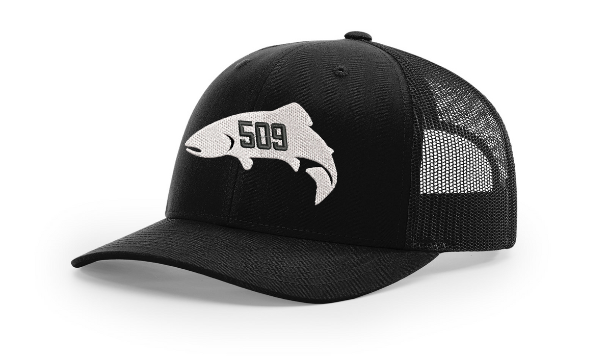Red's 509 Fish Logo'd Trucker Hat Embroidered Patch / Kelly/White