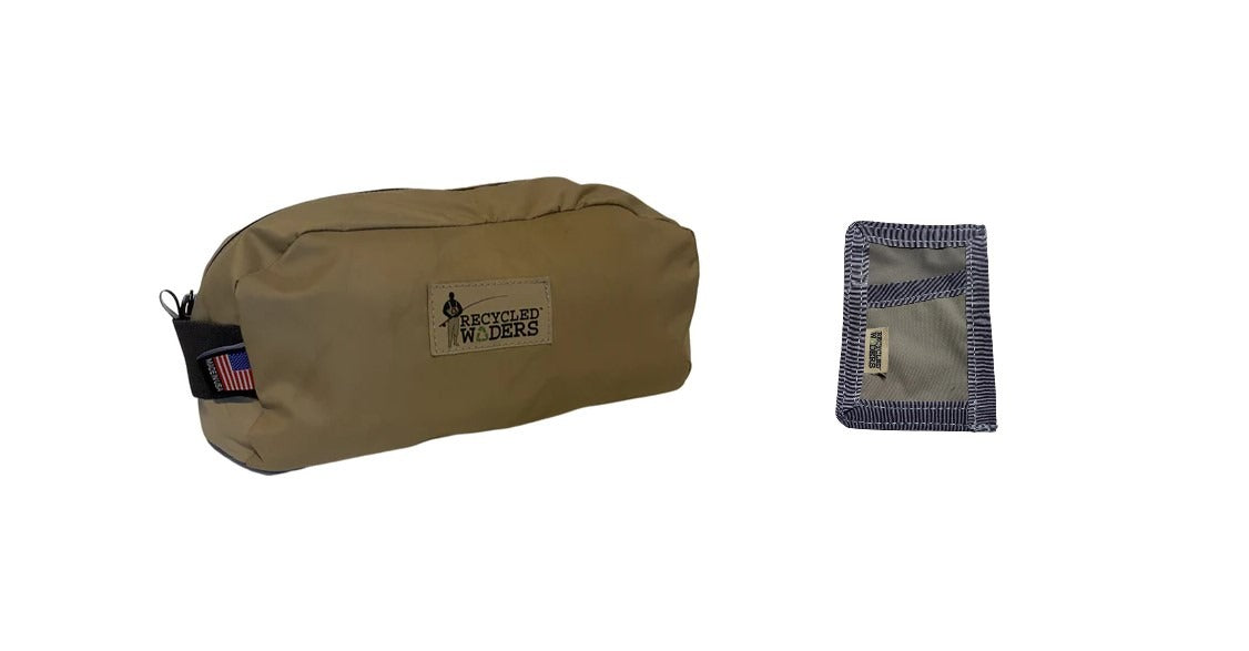 NEW Recycled Waders Card Wallet & Dopp Kit Package